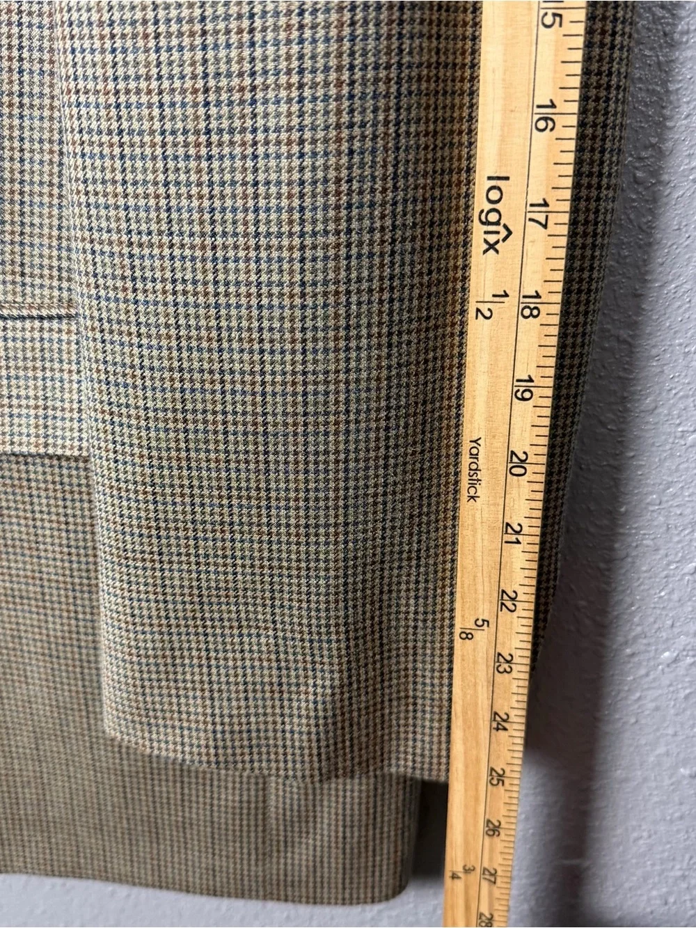 Lauren Ralph Lauren Green Label Silk/Wool Tweed Blazer 44R Beige Houndstooth
